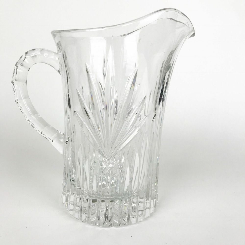 Beautiful Crystal Glass Pitcher Home Decor Entertaining Barware Decorative Cute